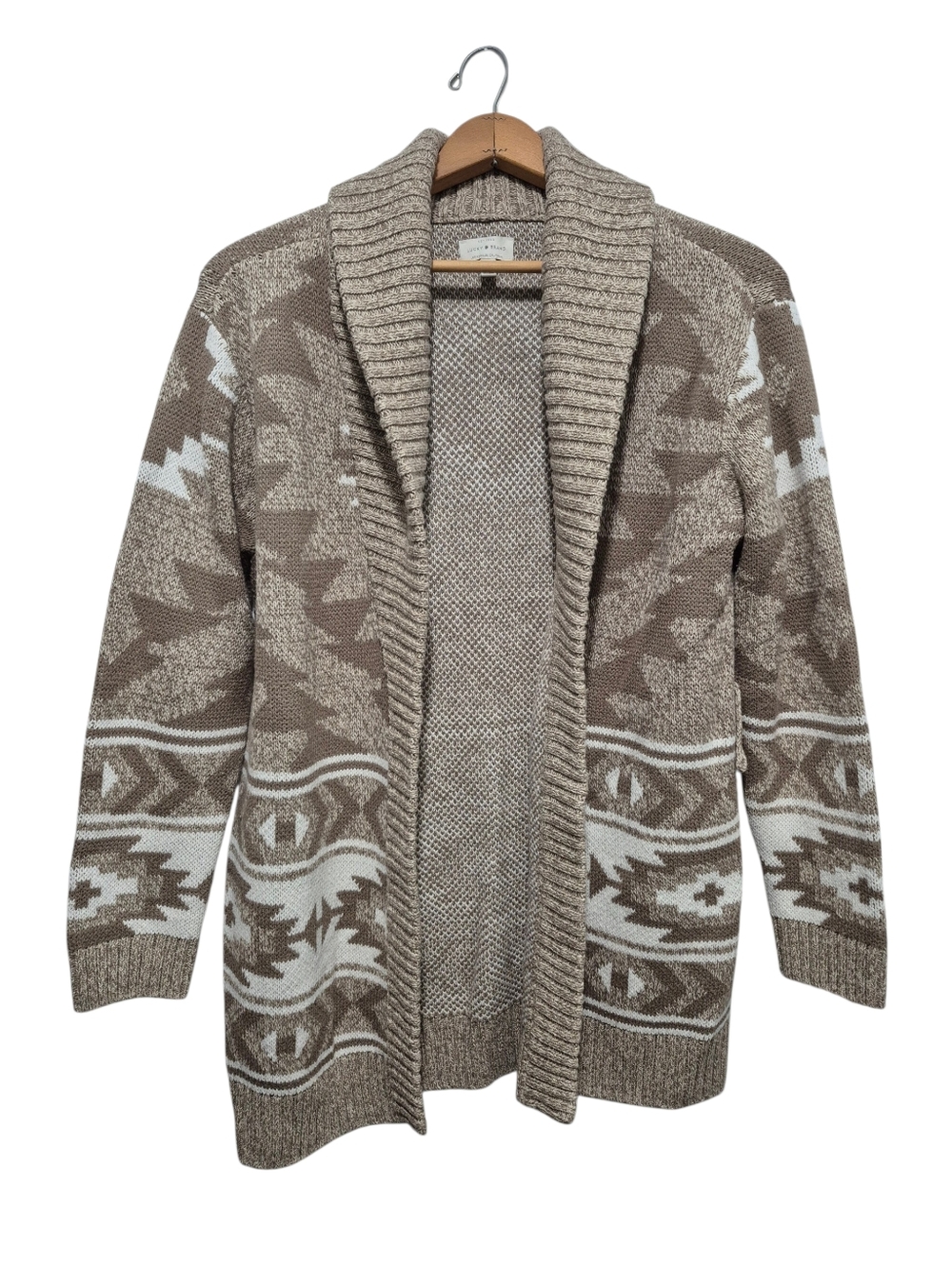 Lucky Brand Southwest Design Cardi Coat Cotton-blend Neutrals SIZE SMALL